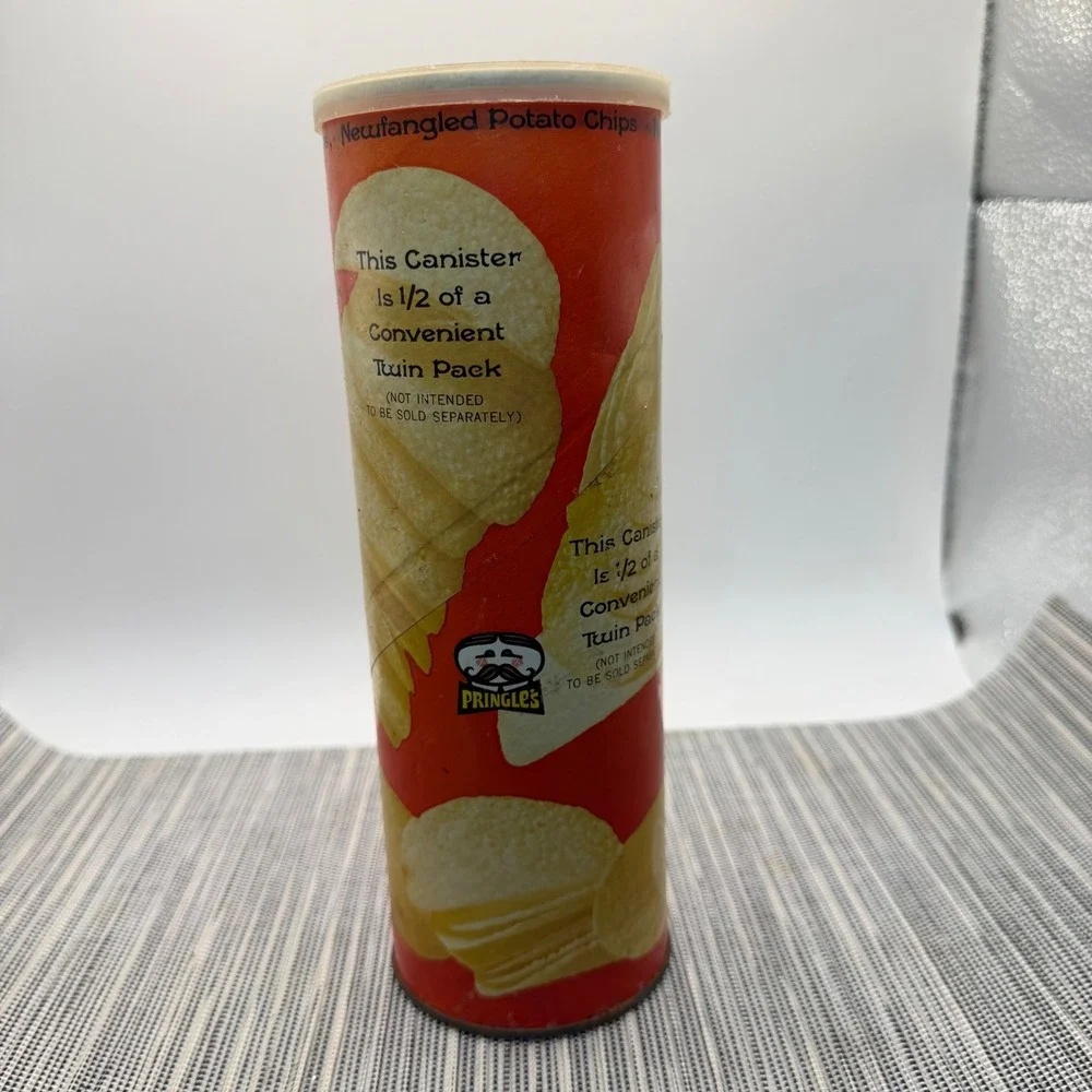 Vintage Pringles Newfangled Potato Chips Canister 1970s P&G Advertising Tin Lid
